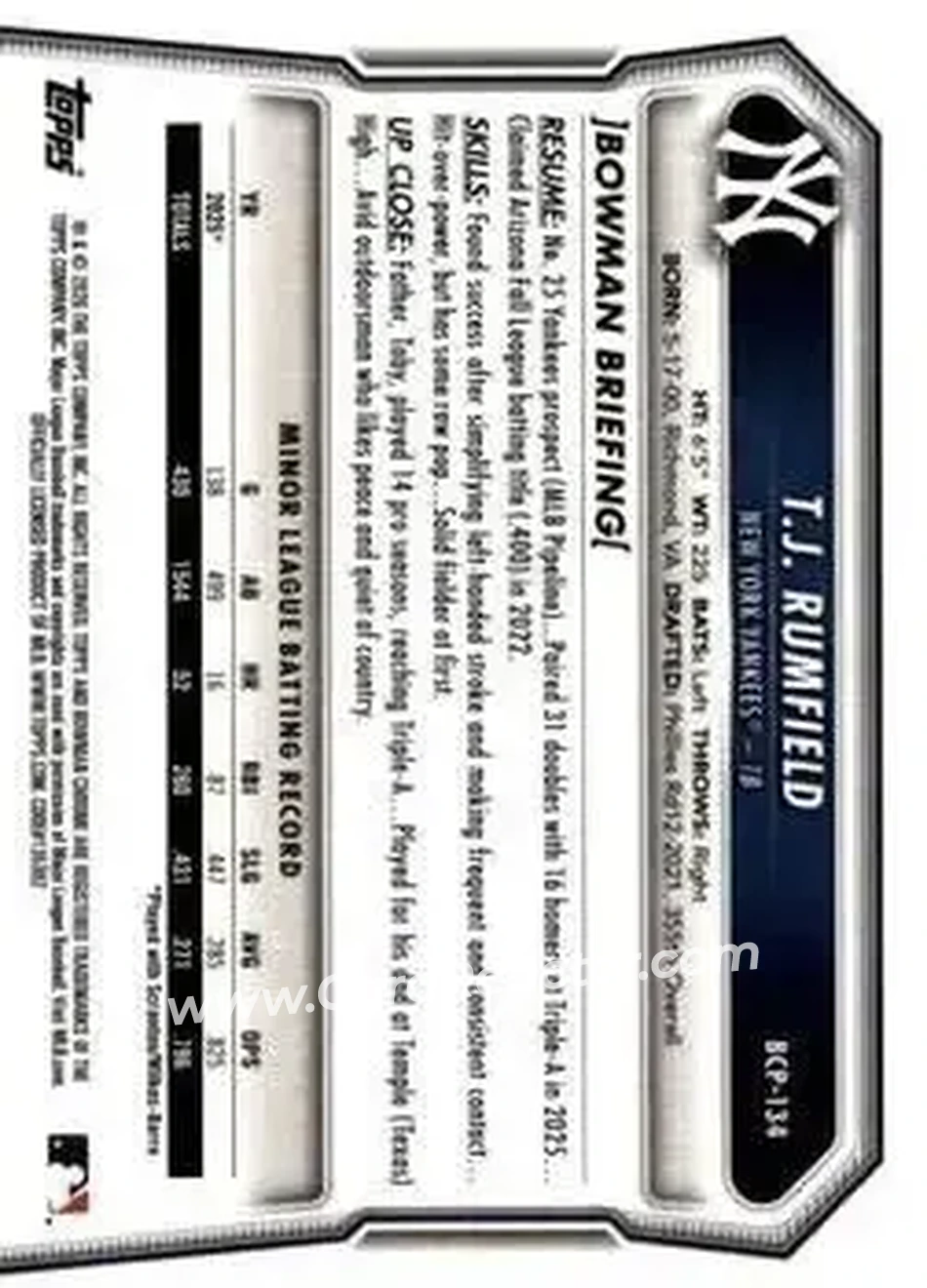 Back of T.J. Rumfield