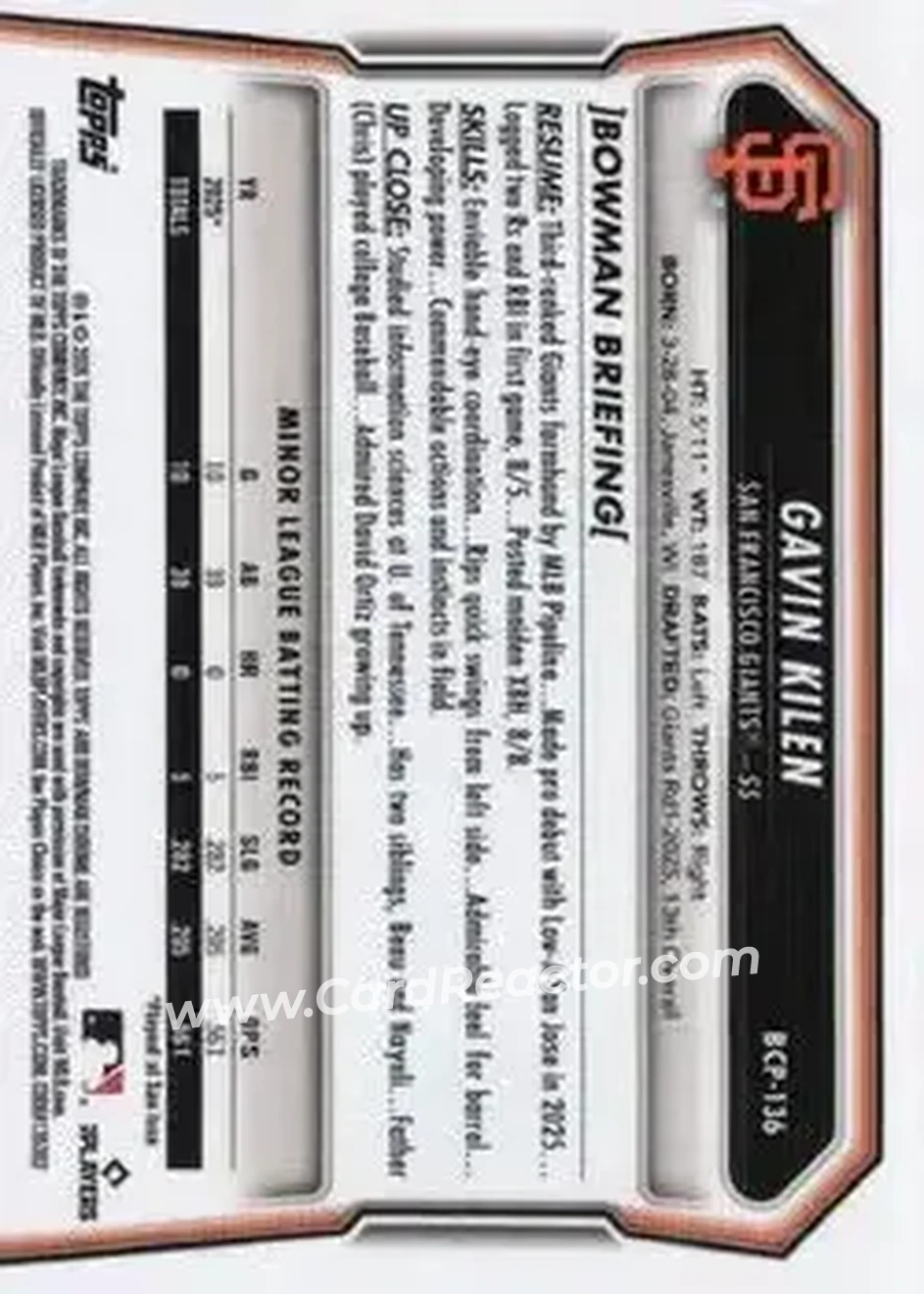 Back of Gavin Kilen
