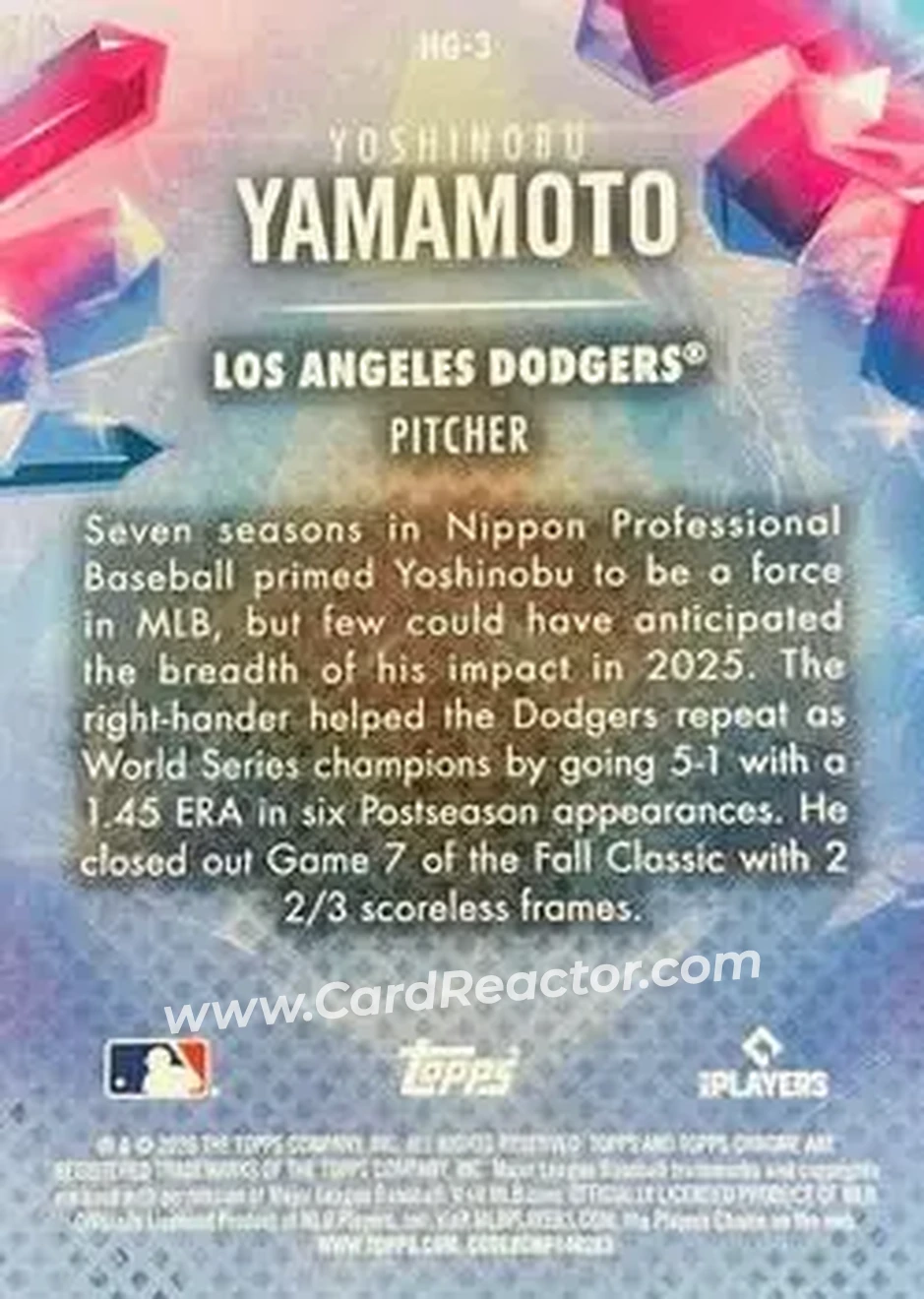 Back of Yoshinobu Yamamoto