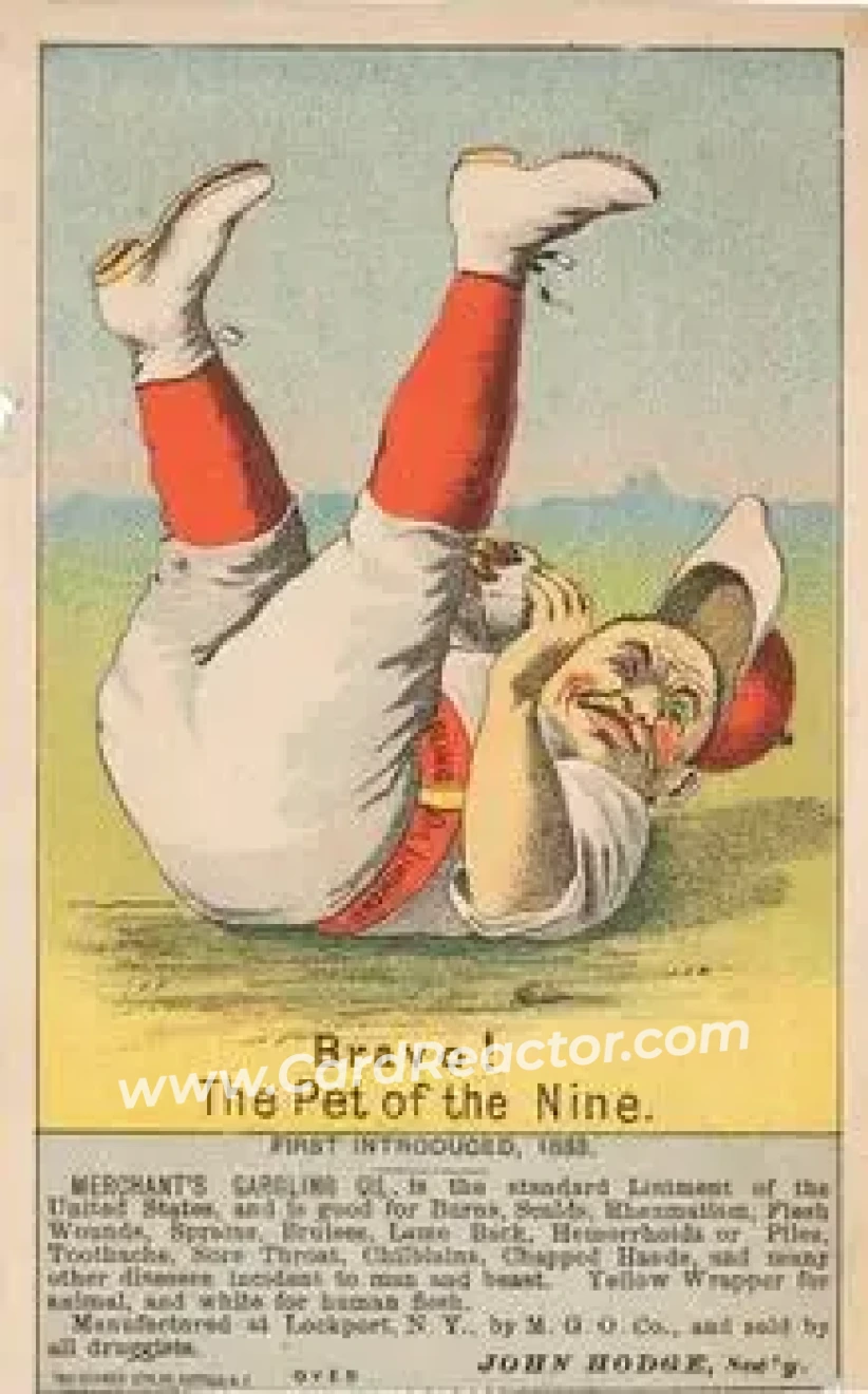 1880 Merchant's Gargling Oil Baseball Comics (H804-7) #NNO - Bravo! The Pet Of The Nine. - Front 1880 Merchant's Gargling Oil Baseball Comics (H804-7) #NNO - Bravo! The Pet Of The Nine. - Front