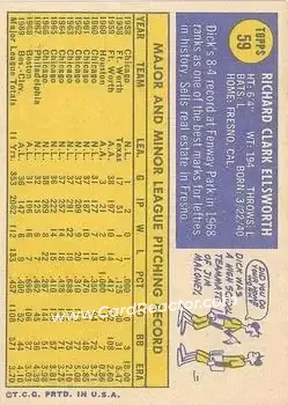 Back of Dick Ellsworth