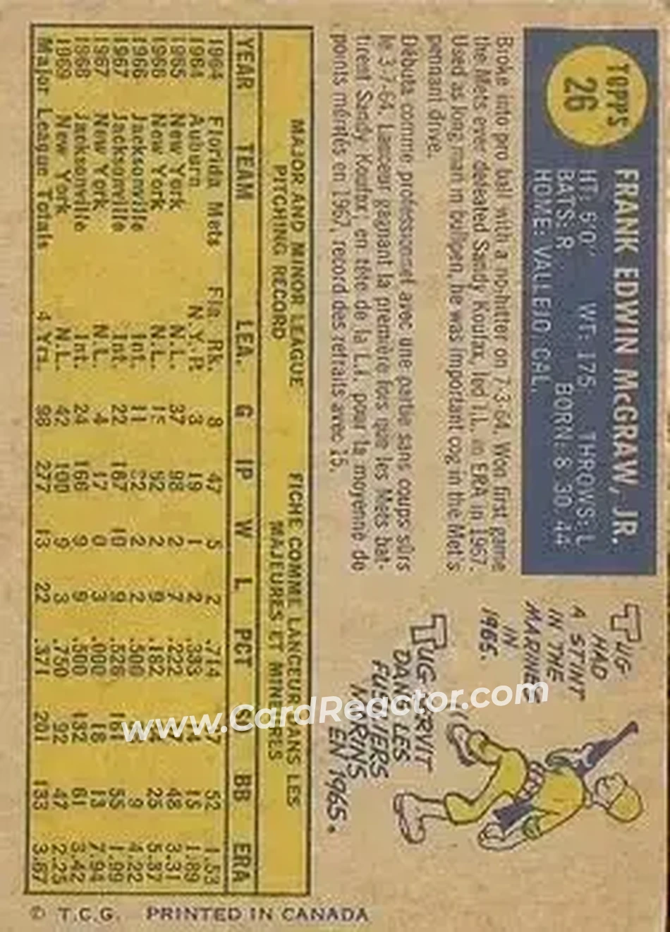Back of Tug McGraw