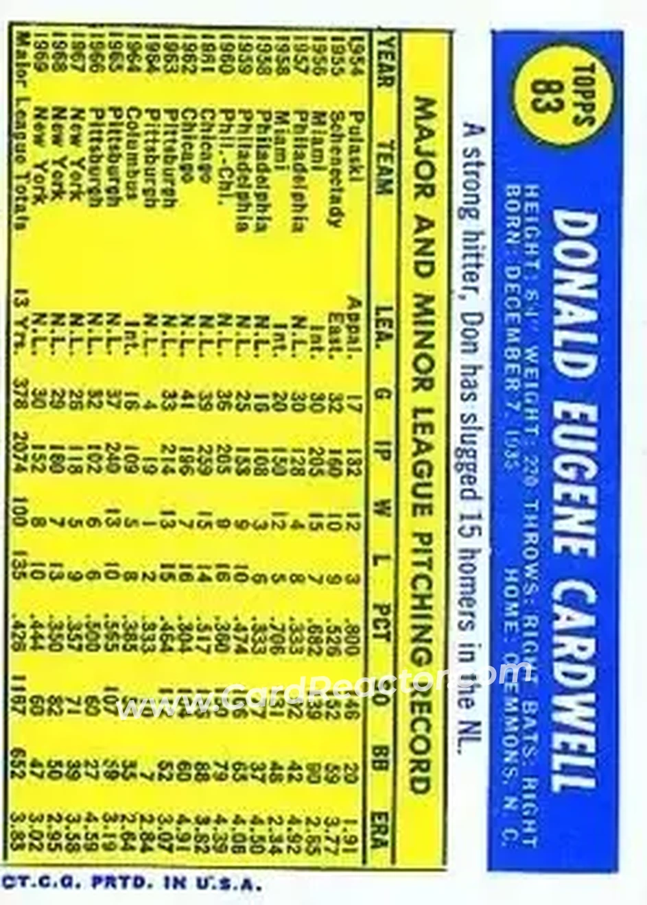 Back of Don Cardwell