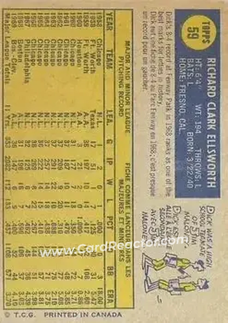 Back of Dick Ellsworth