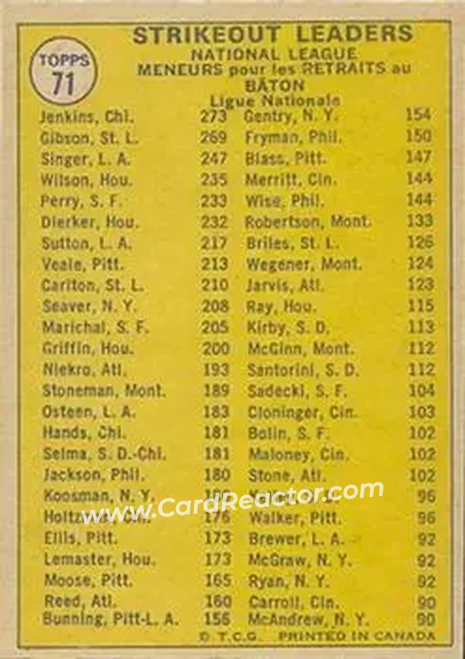 Back of Card #71