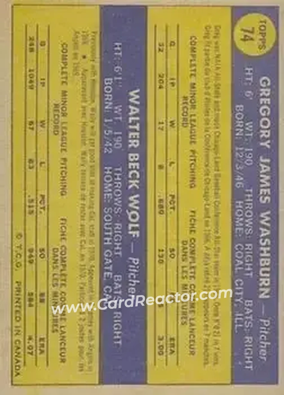 Back of Card #74