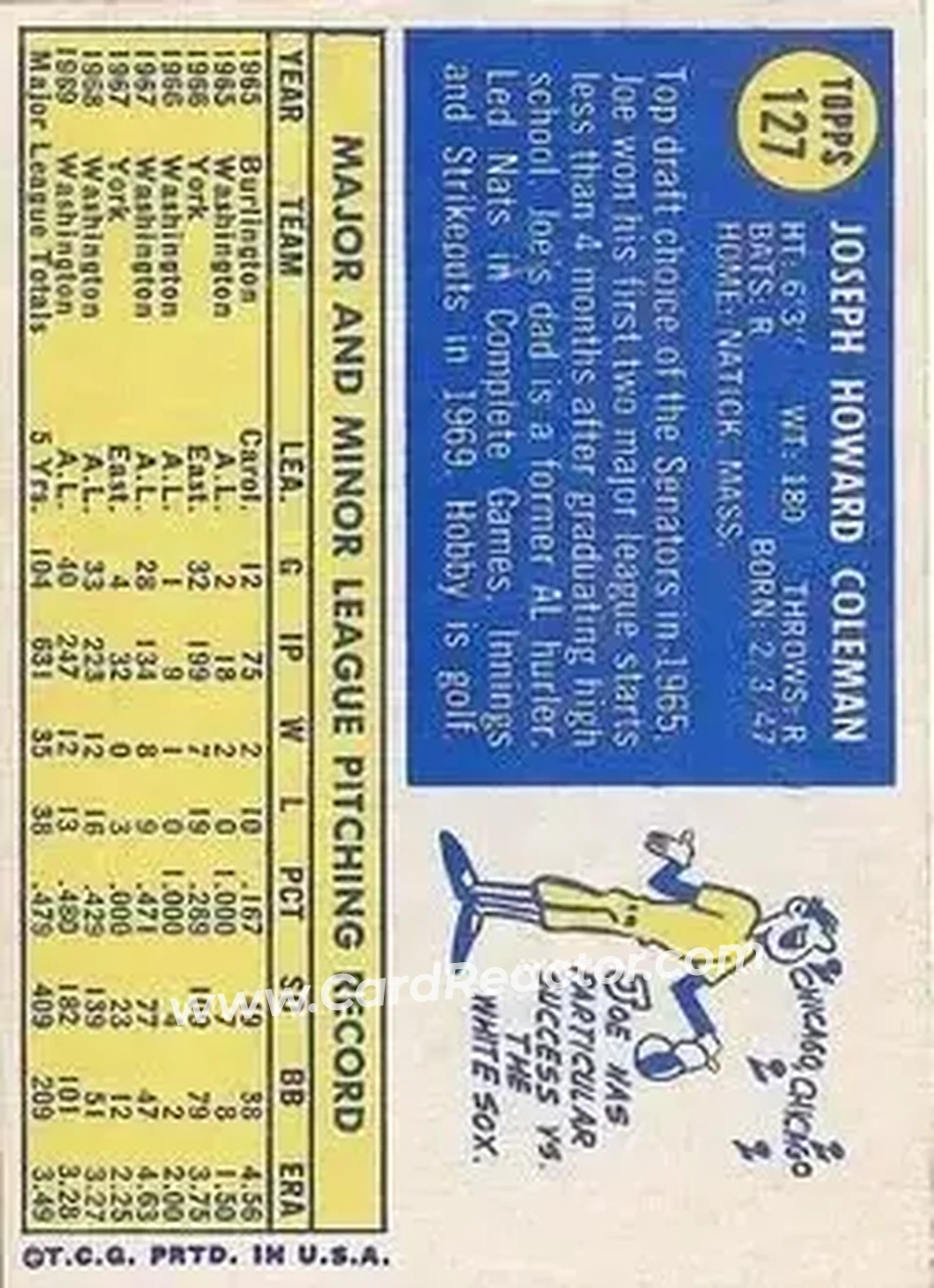 Back of Joe Coleman