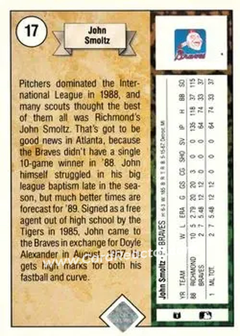 Back of John Smoltz