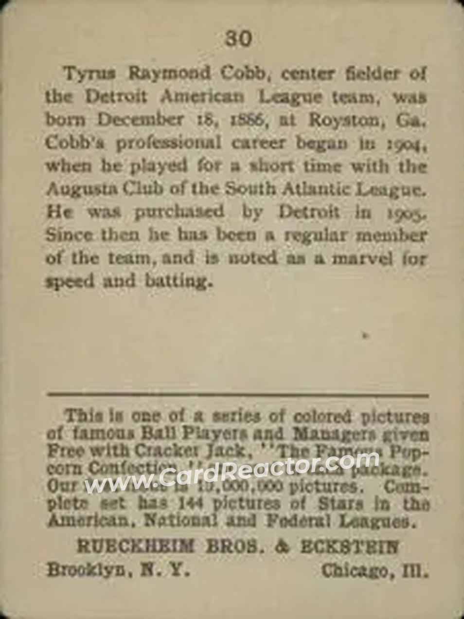 Back of Ty Cobb