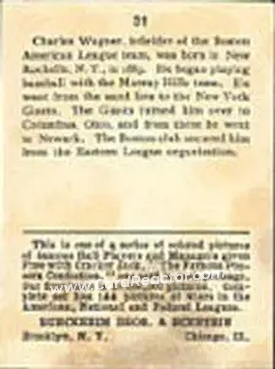 Back of Heinie Wagner