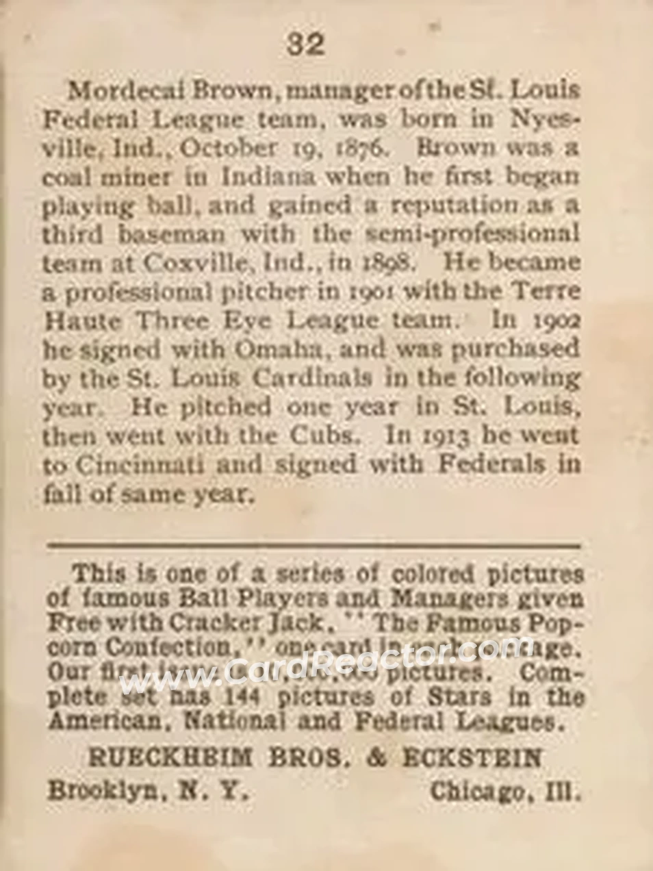 Back of Mordecai Brown