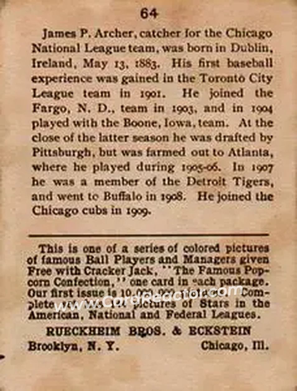 Back of Jimmy Archer