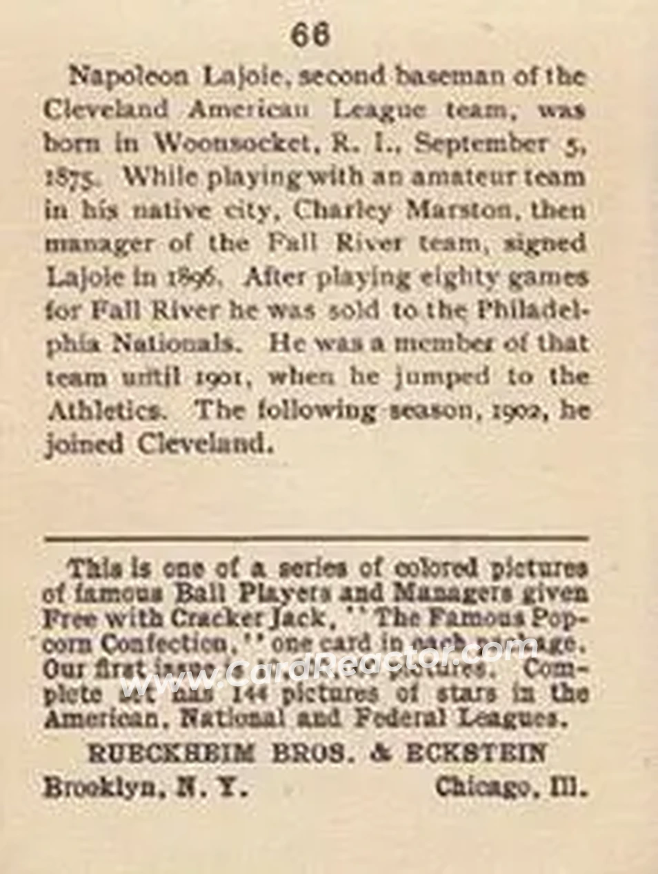 Back of Nap Lajoie