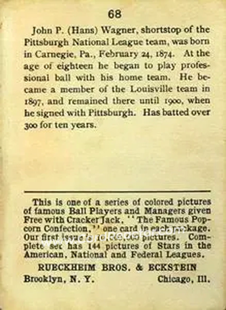 Back of Honus Wagner