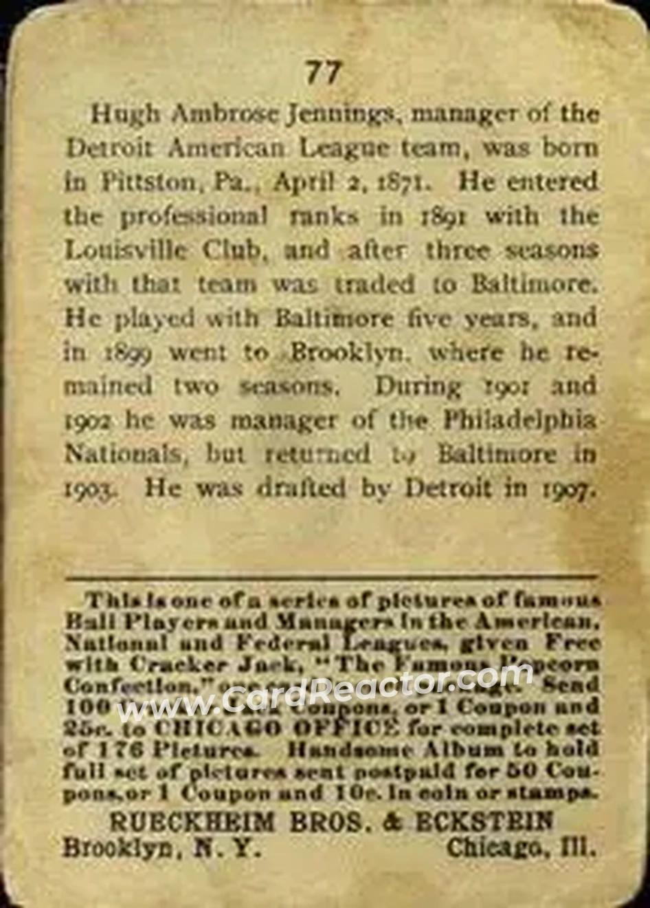 Back of Hughie Jennings