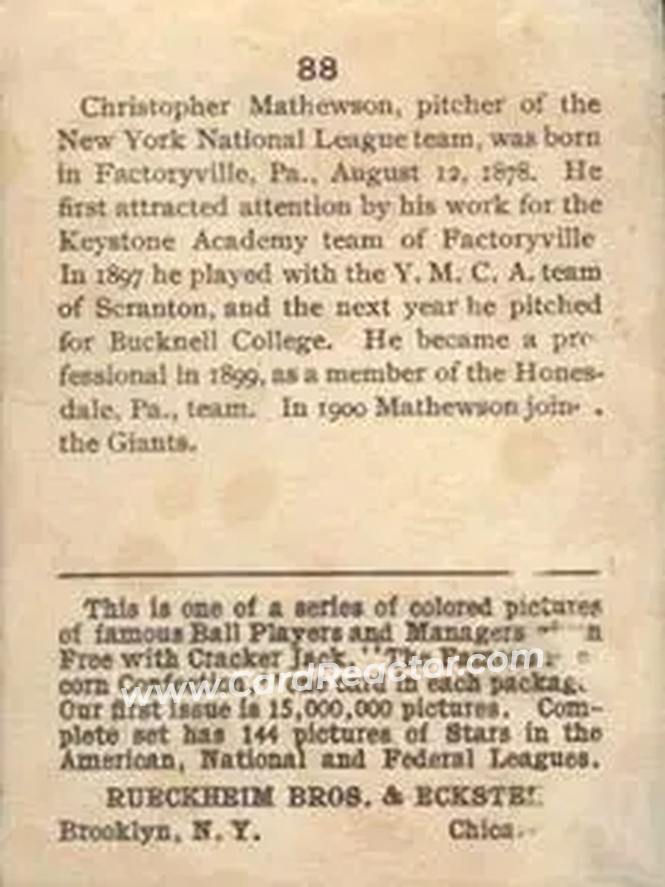 Back of Christy Mathewson