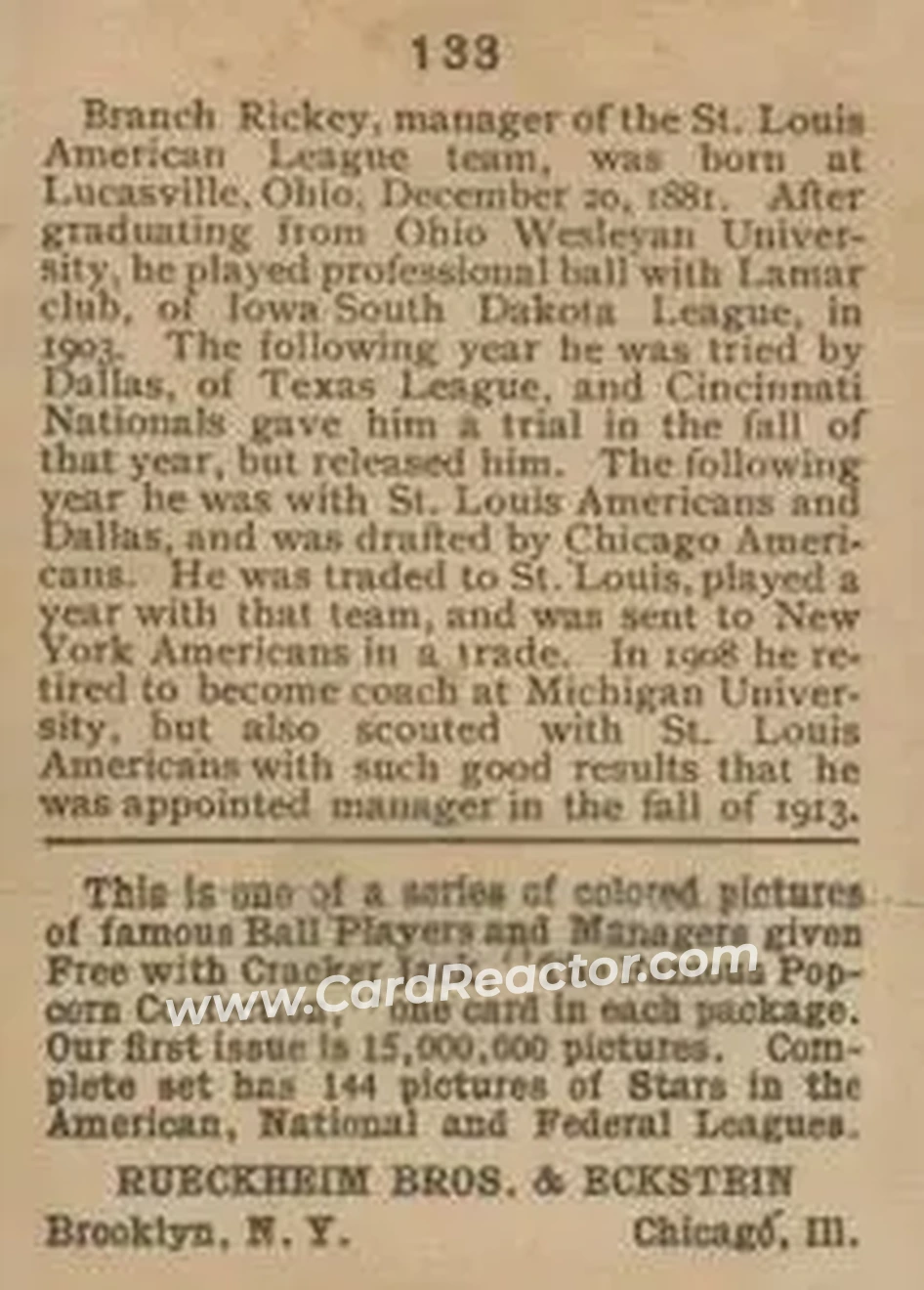 Back of Branch Rickey