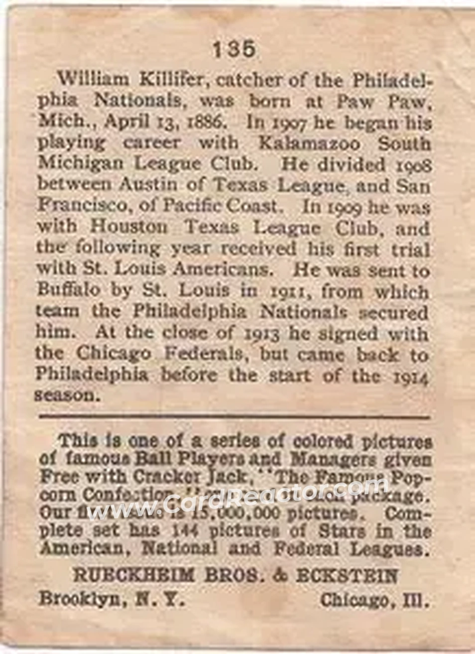 Back of Bill Killefer