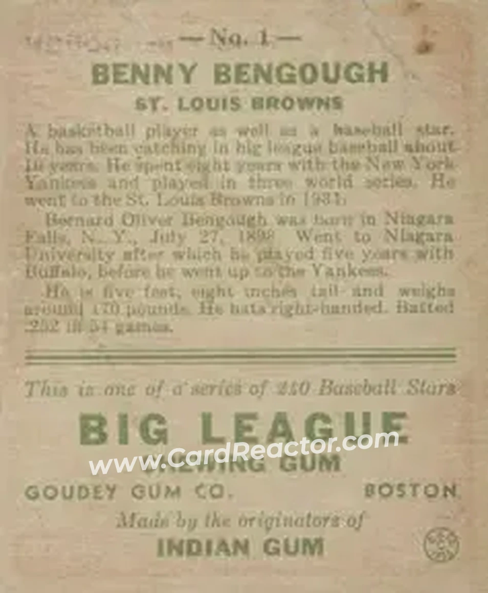 Back of Benny Bengough