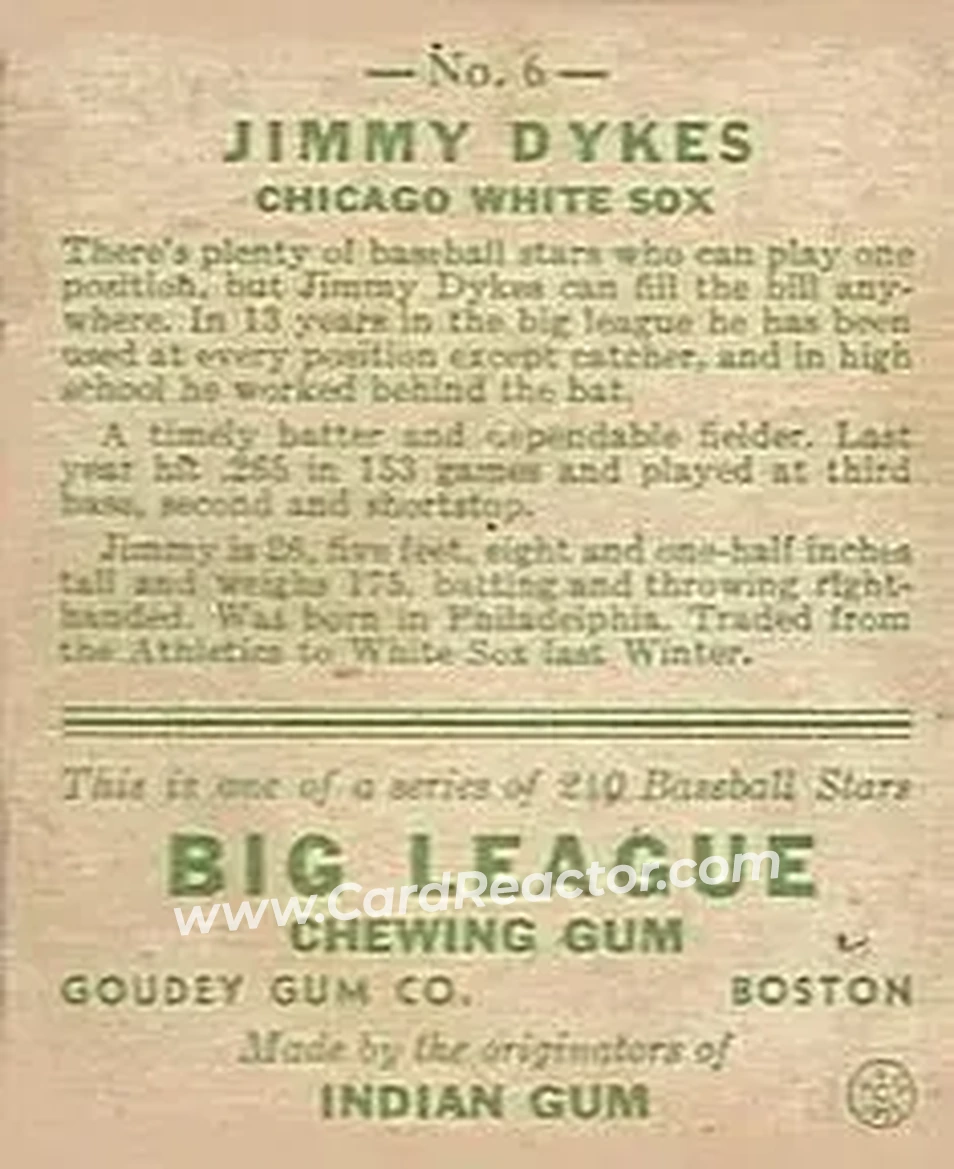 Back of Jimmy Dykes