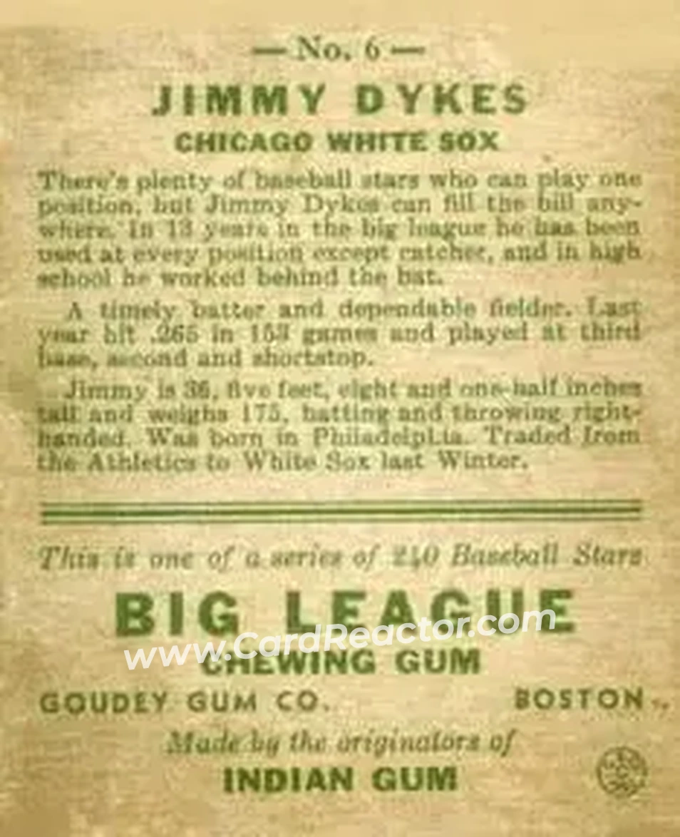 Back of Jimmy Dykes