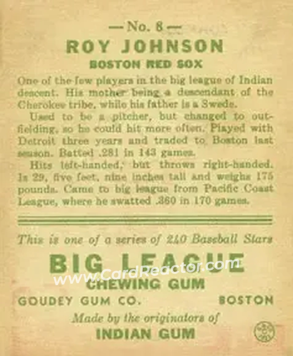 Back of Roy Johnson