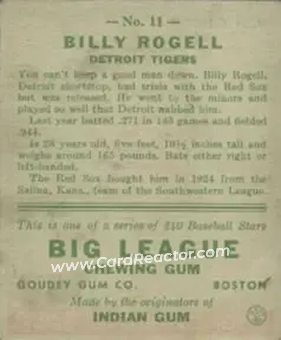 Back of Billy Rogell