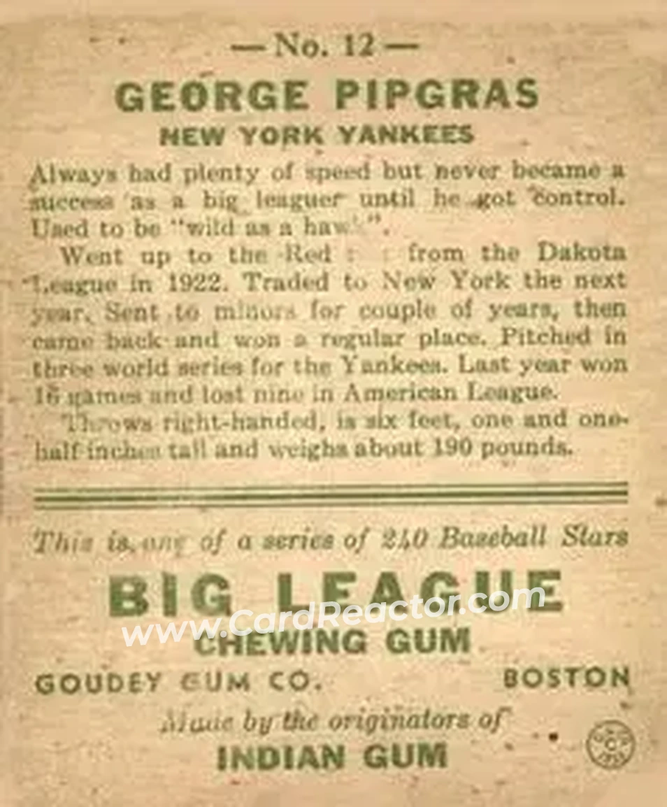 Back of George Pipgras