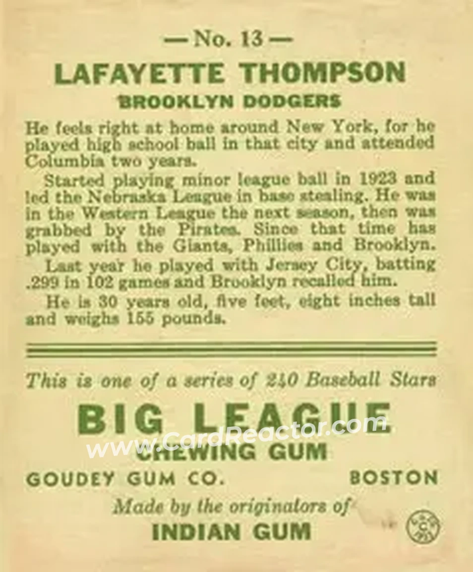Back of Lafayette Thompson