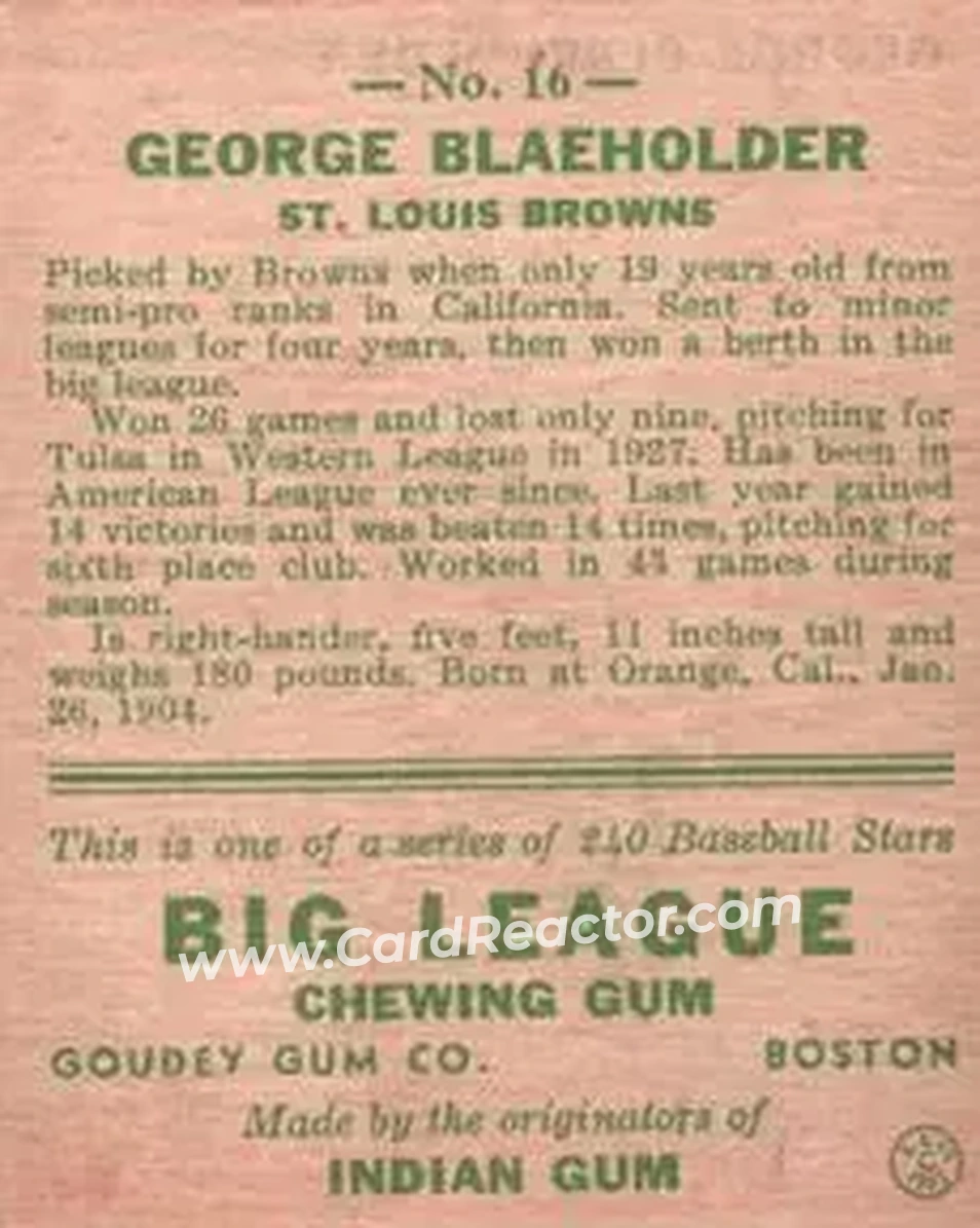 Back of George Blaeholder
