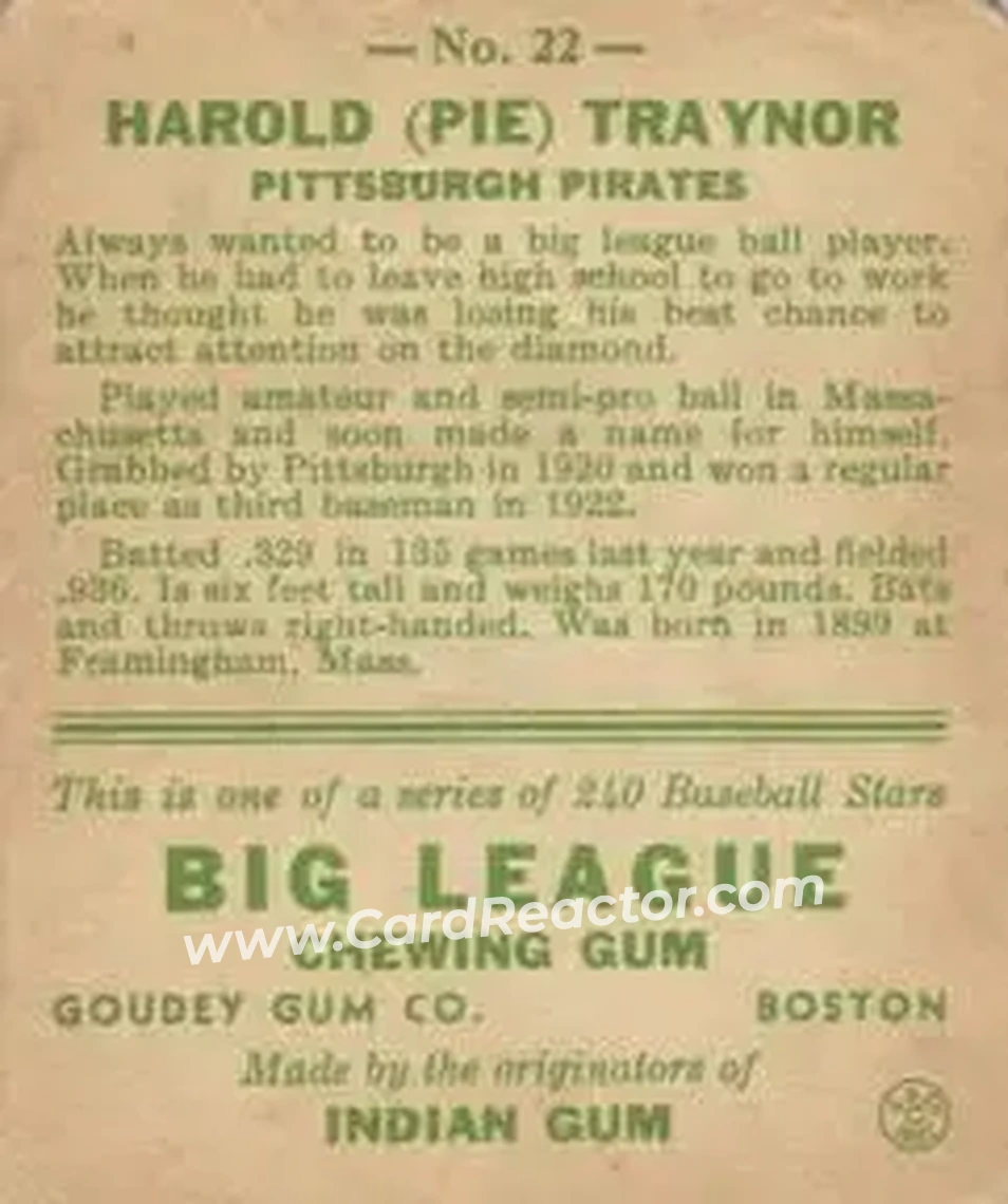 Back of Pie Traynor