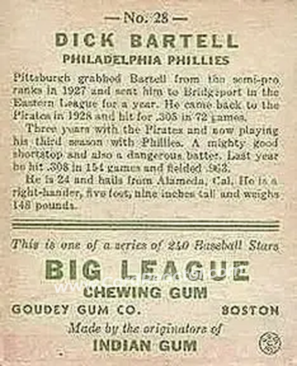 Back of Dick Bartell