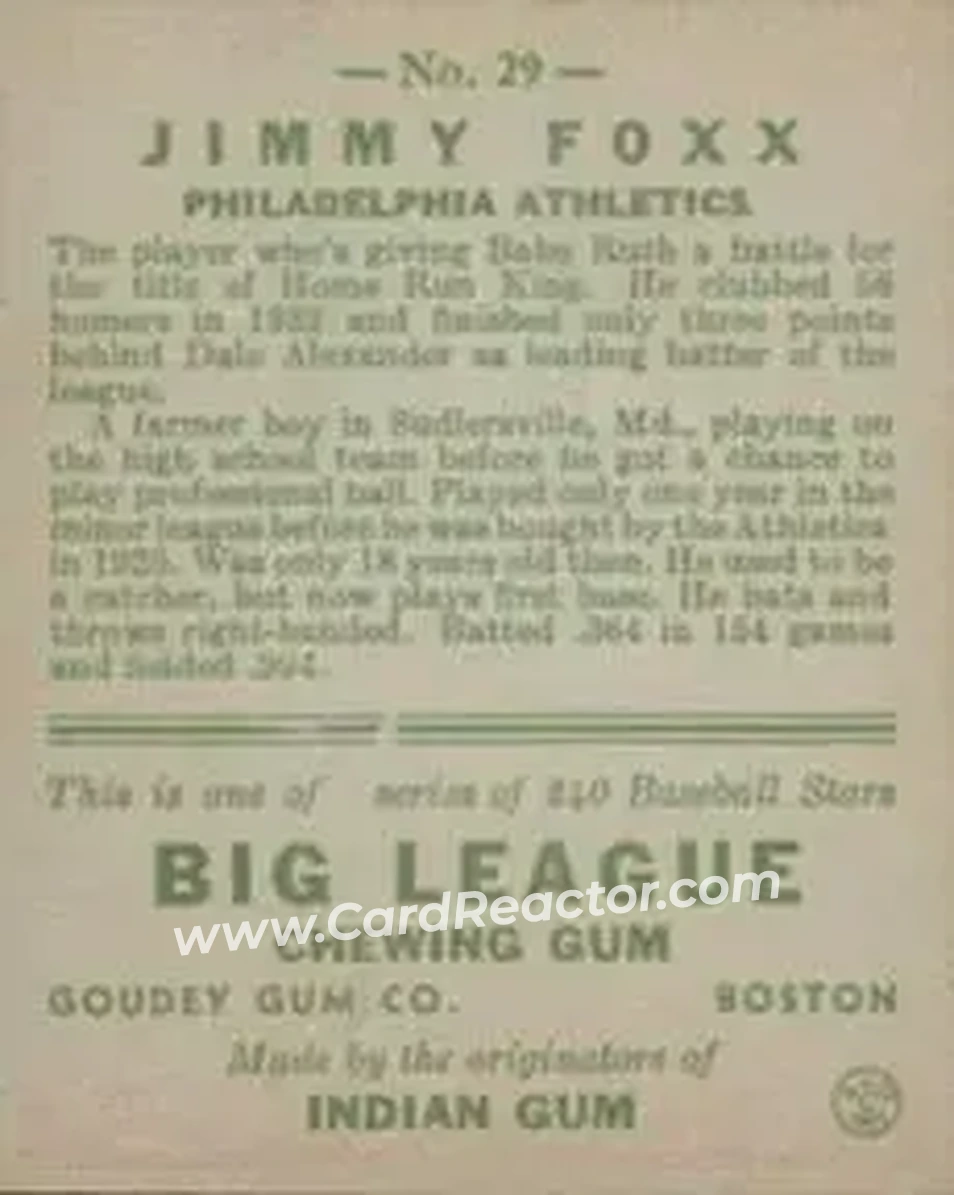 Back of Jimmie Foxx