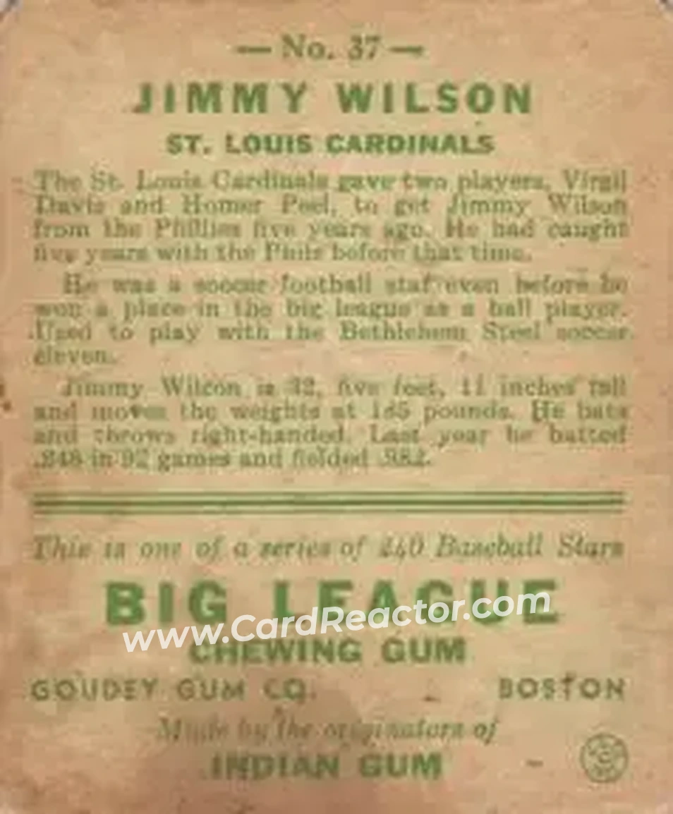 Back of Jimmy Wilson