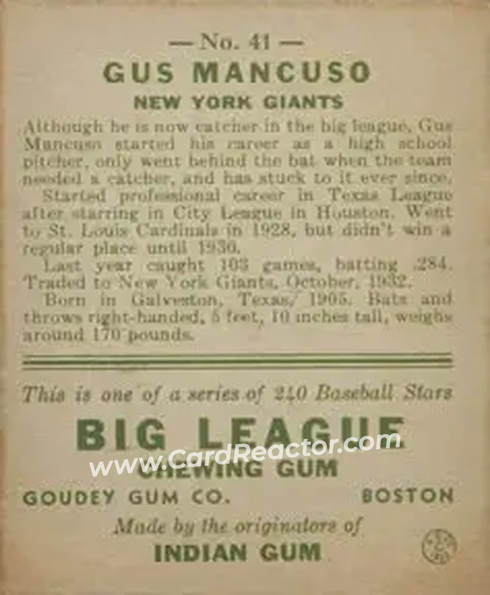 Back of Gus Mancuso