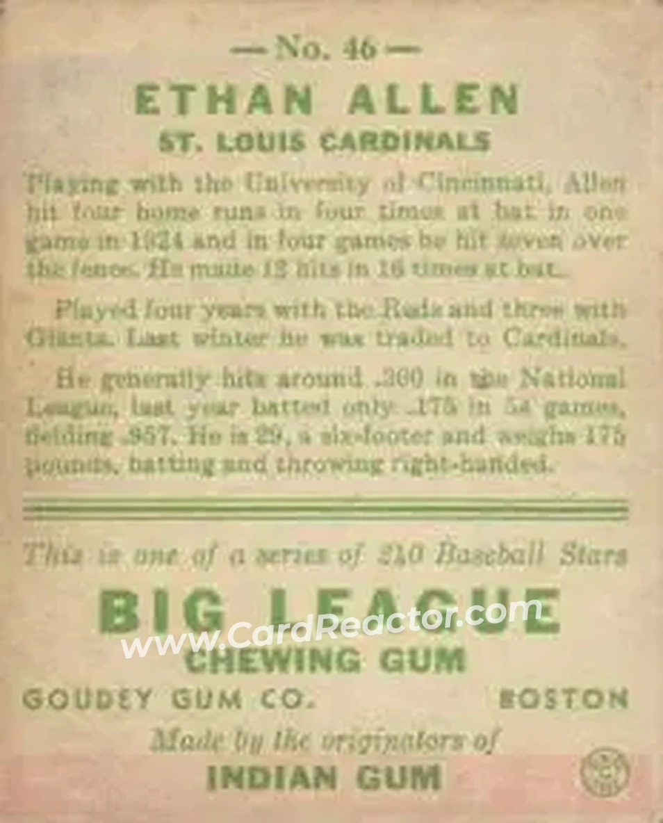 Back of Ethan Allen