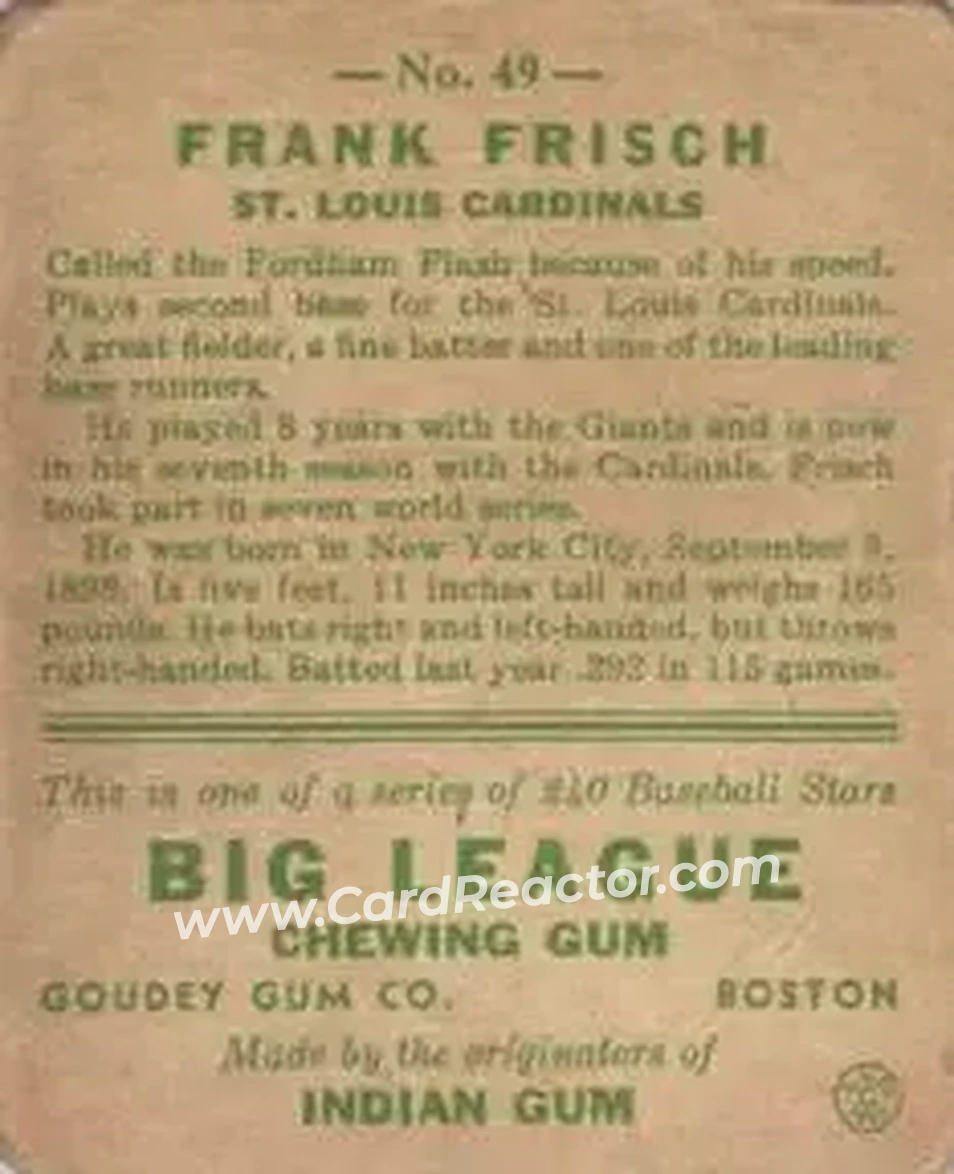 Back of Frank Frisch