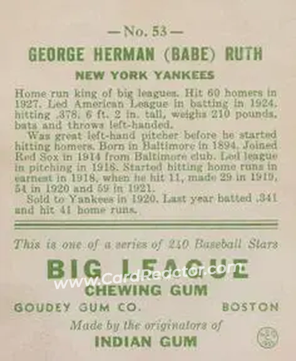 Back of Babe Ruth