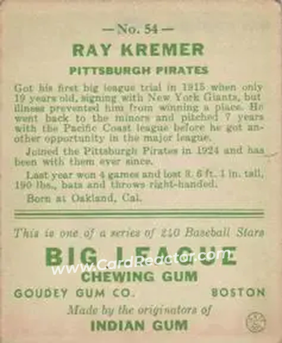 Back of Ray Kremer