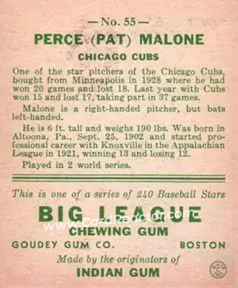 Back of Perce “Pat” Malone