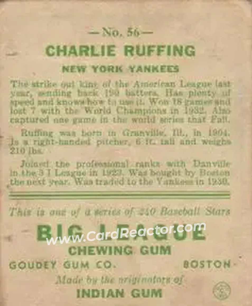 Back of Red Ruffing