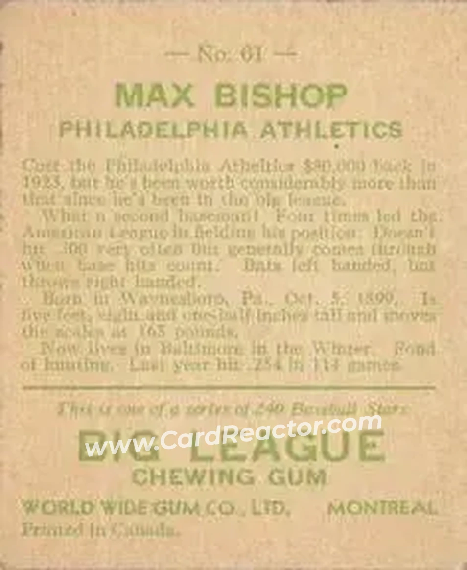 Back of Max Bishop