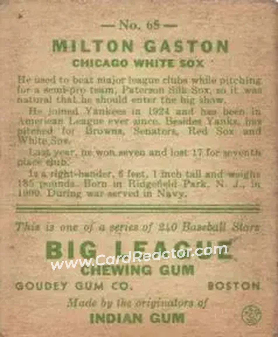 Back of Milton Gaston
