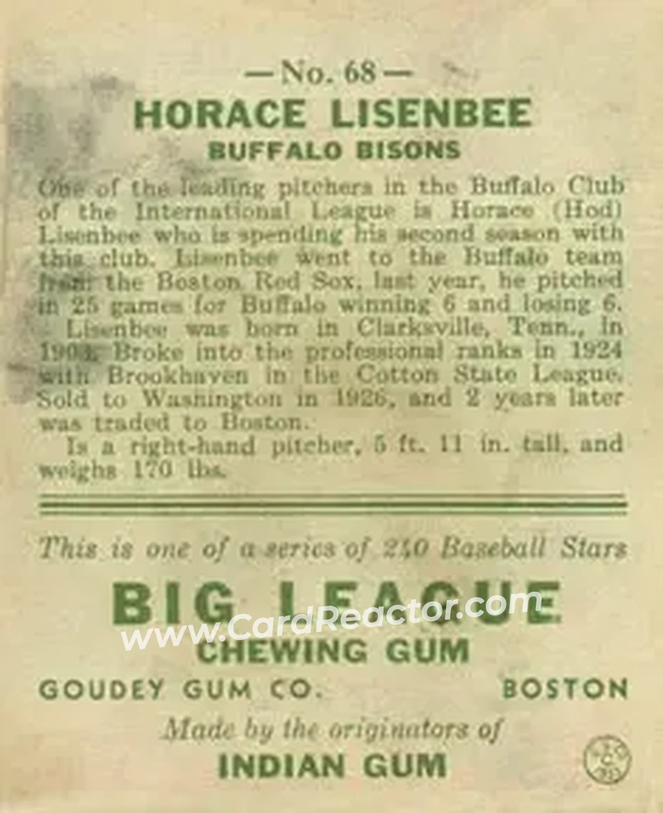 Back of Horace Lisenbee