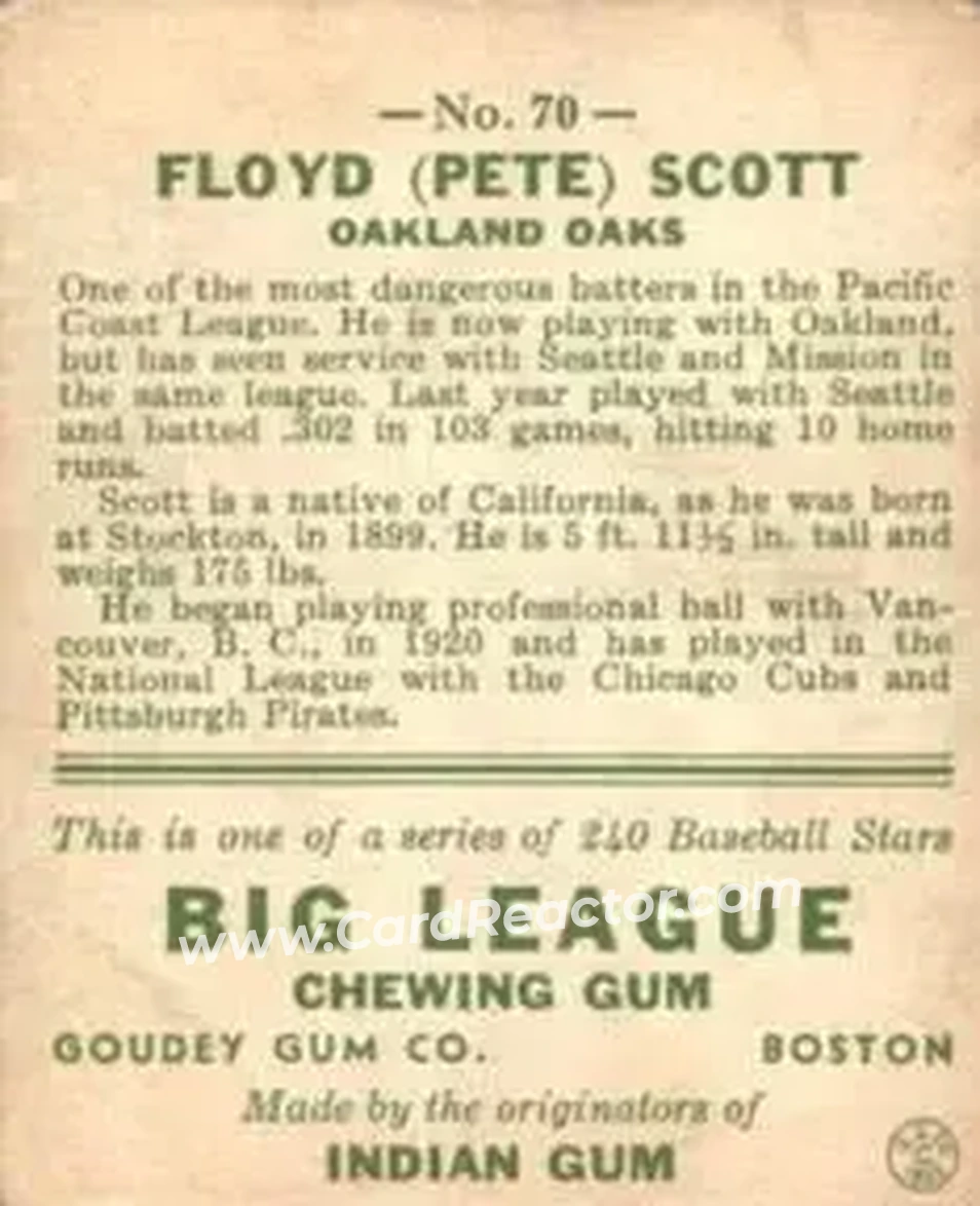 Back of Floyd “Pete” Scott