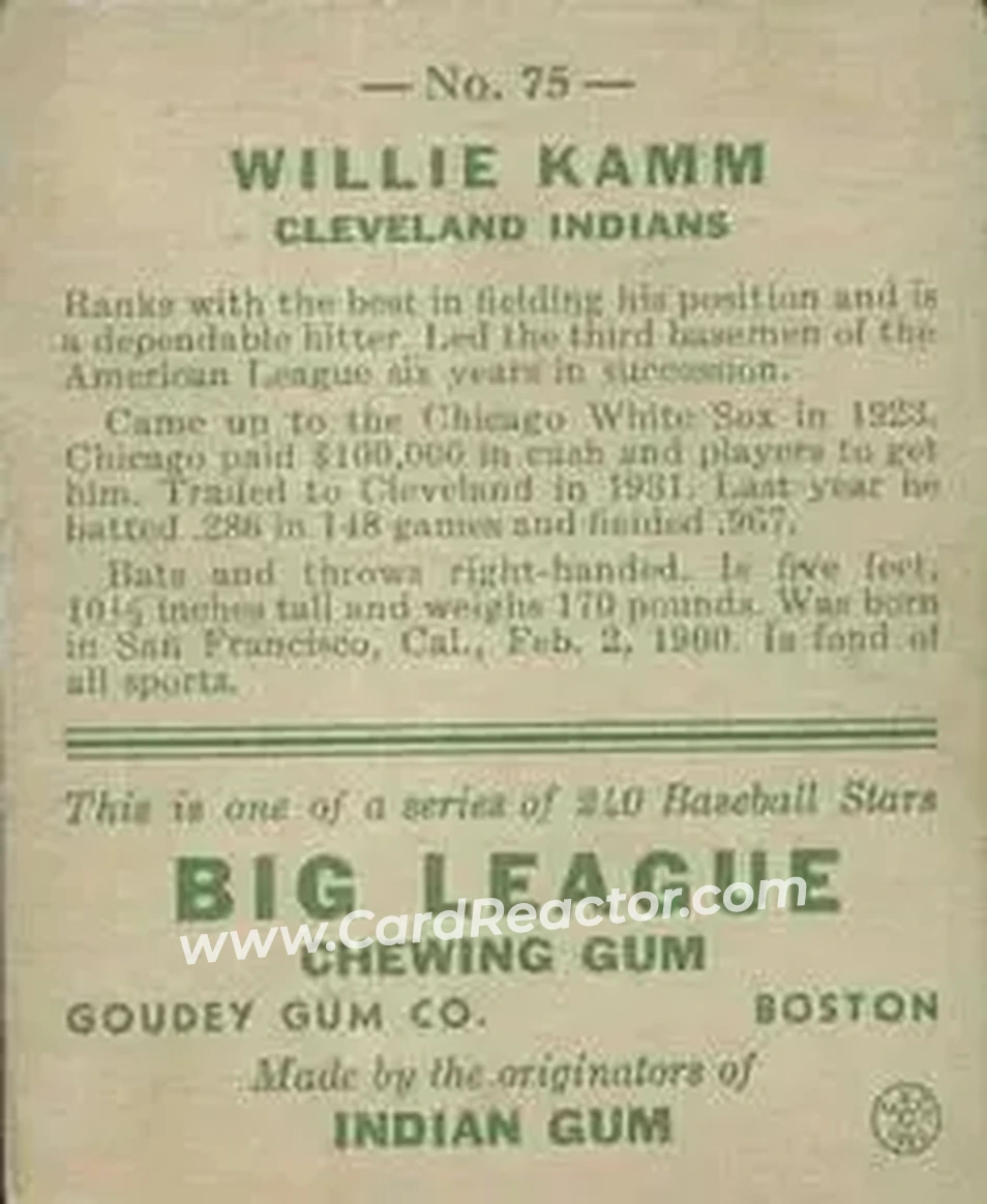 Back of Willie Kamm