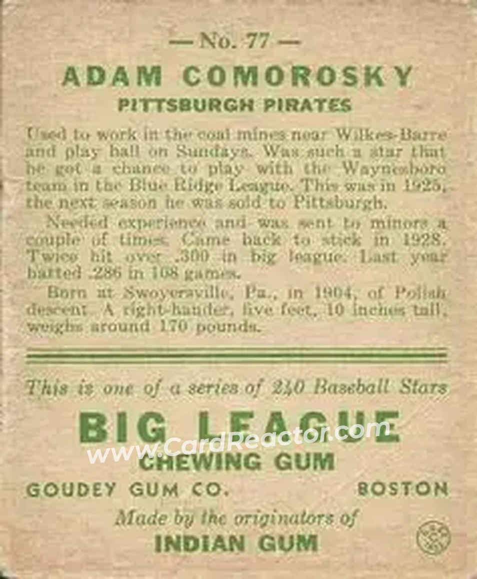 Back of Adam Comorosky