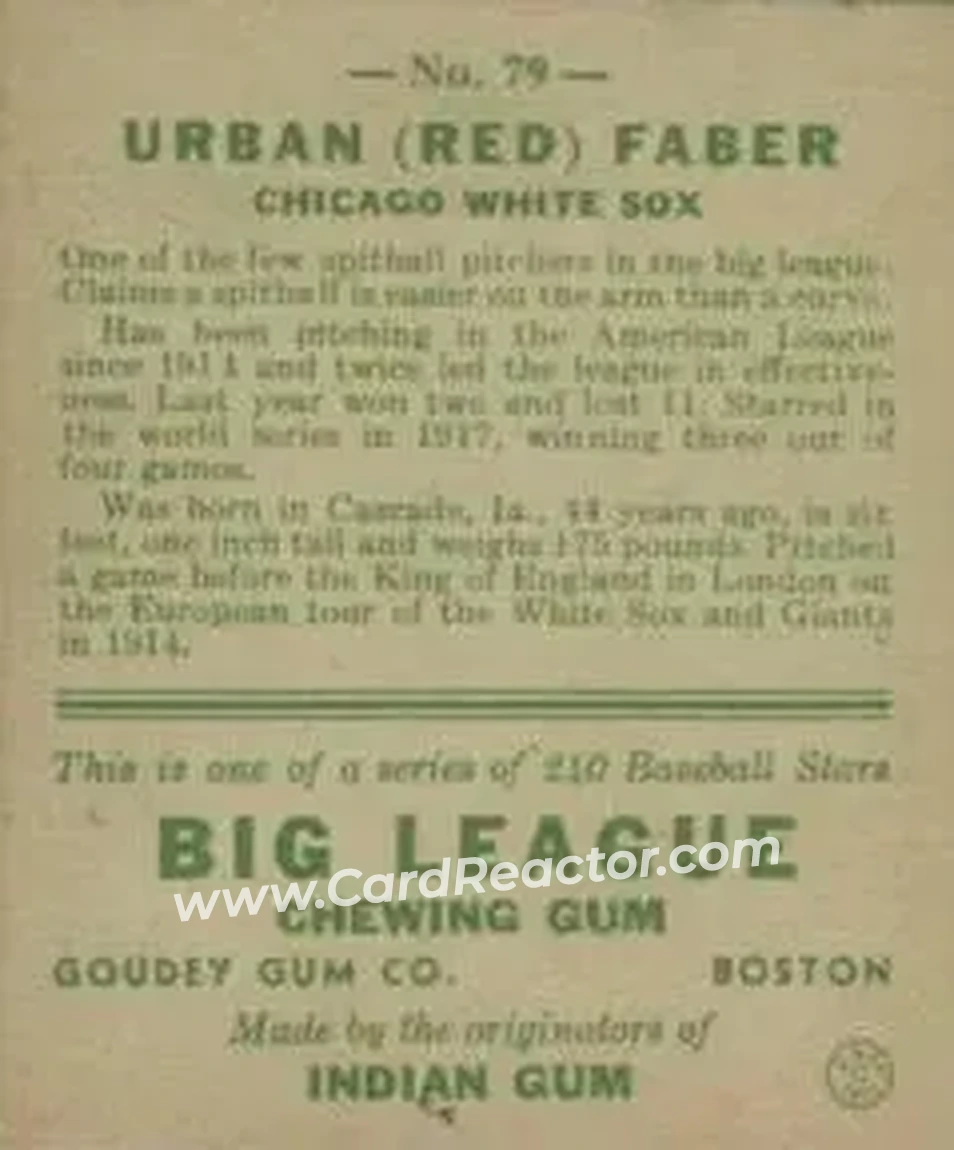 Back of Red Faber