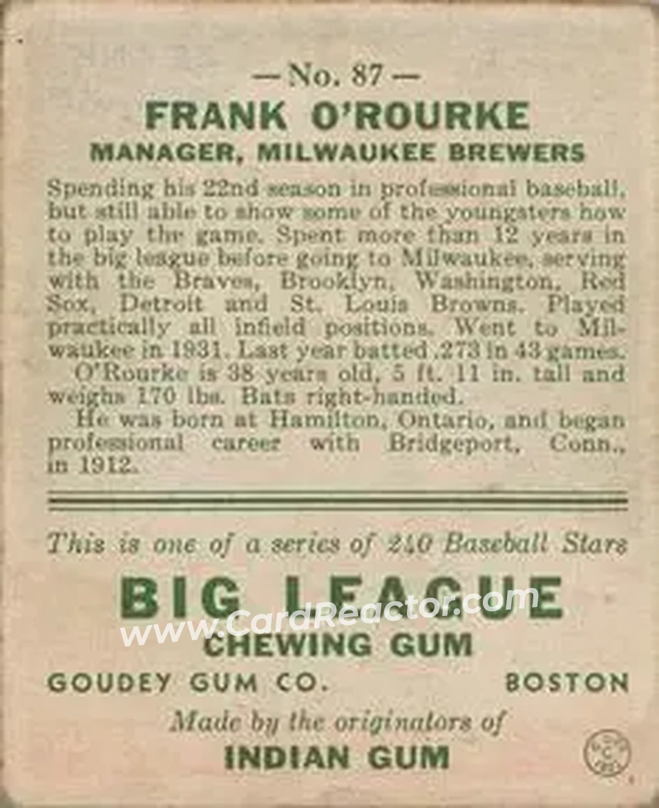 Back of Frank O'Rourke