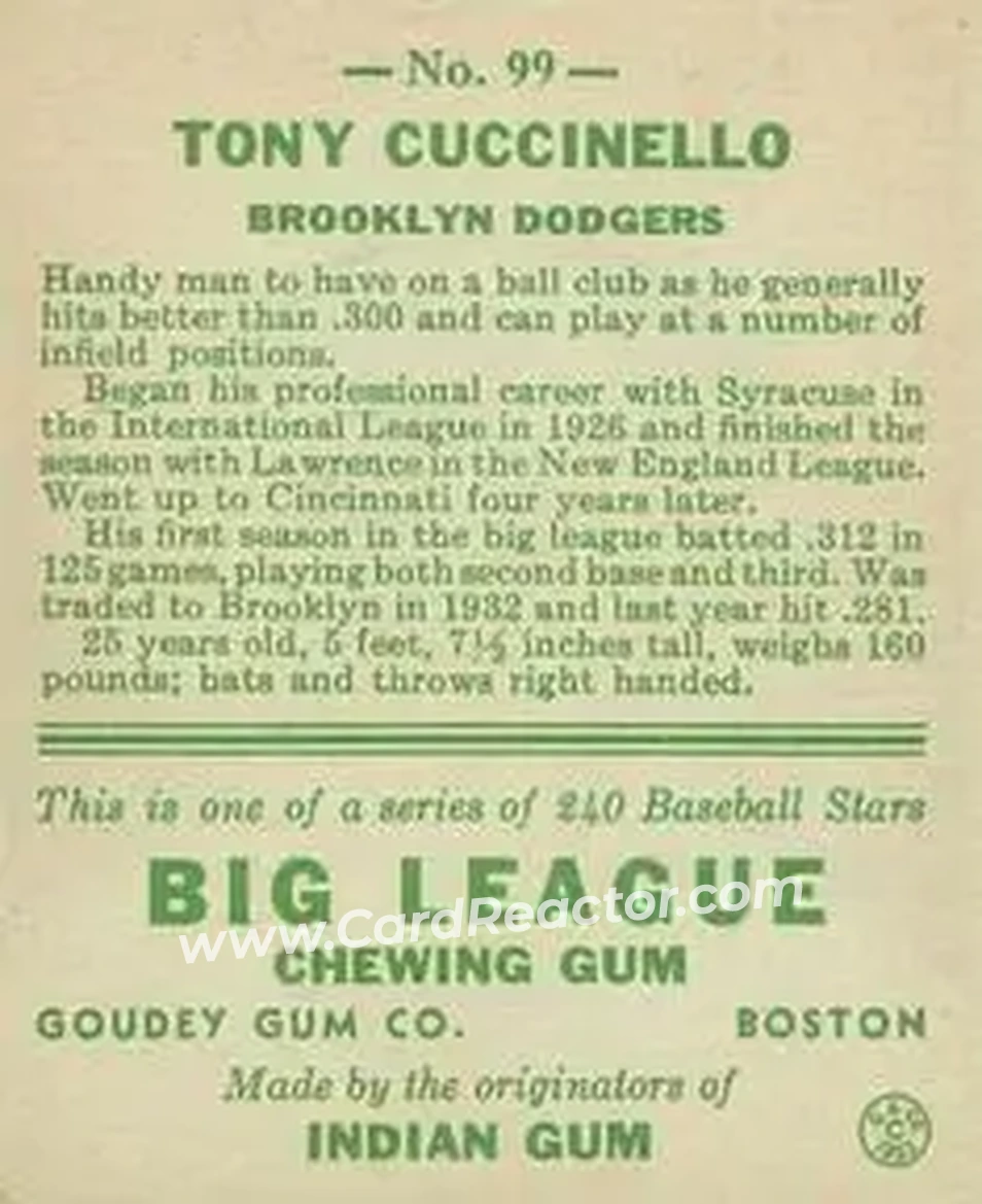 Back of Tony Cuccinello